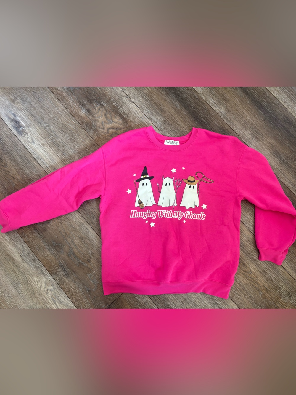 Women Hot Pink 'Hanging With My Ghouls' Graphic Sweatshirt